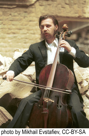 photo of Vedran Smailović playing the cello